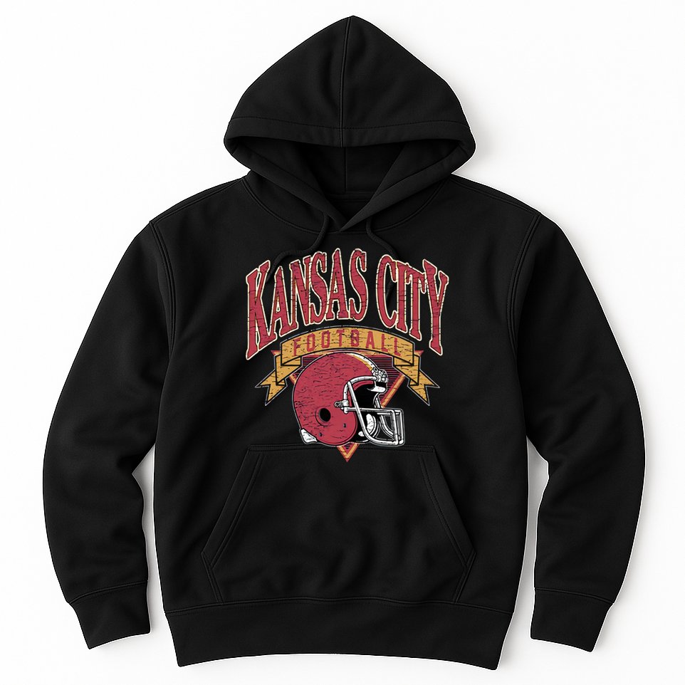 Kansas City Football Helmet Retro Game Day Kansas City Football Team Hoodie