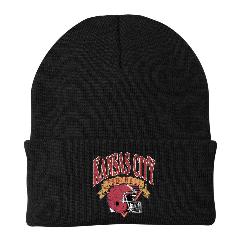 Kansas City Football Helmet Retro Game Day Kansas City Football Team Beanie