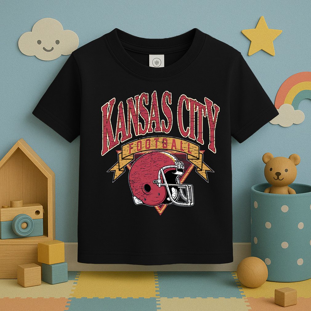 Kansas City Football Helmet Retro Game Day Kansas City Football Team Toddler T-Shirt