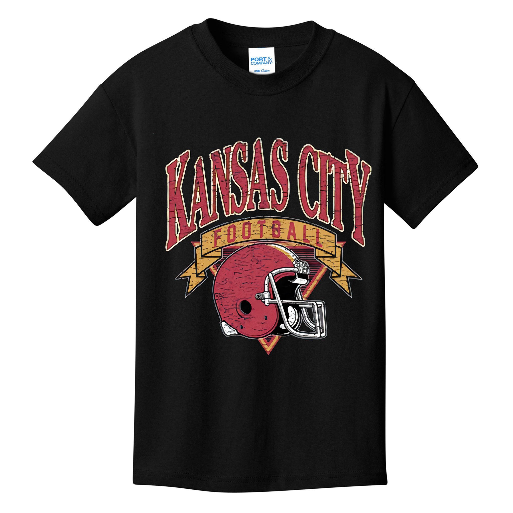 Kansas City Football Helmet Retro Game Day Kansas City Football Team Kids T-Shirt