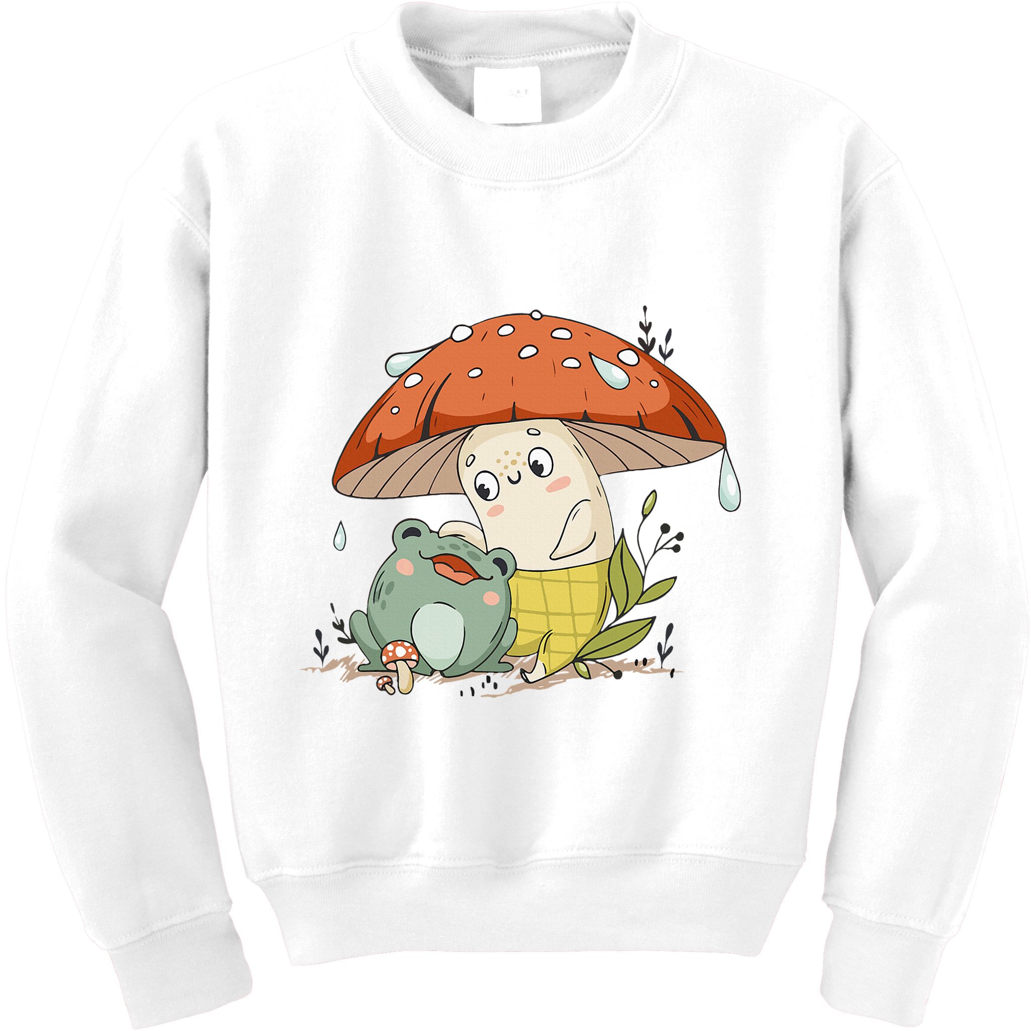 Kawaii Cute Frog Mushroom Cottagecore Kids Sweatshirt