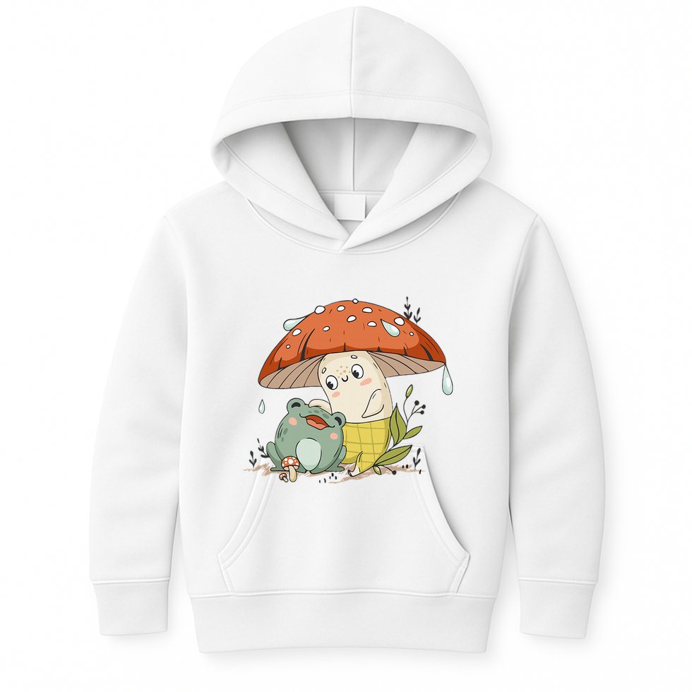 Kawaii Cute Frog Mushroom Cottagecore Kids Hoodie