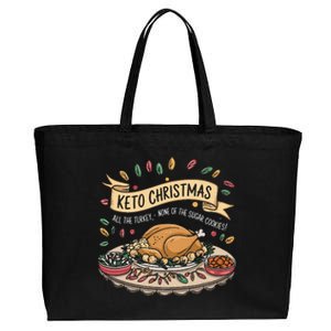 Keto Christmas Funny Low Carb Holiday Ketogenic Diet Gift Cotton Canvas Jumbo Tote