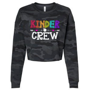 Kinder Crew Funny Kindergarten Teacher 1st Day Of School Cropped Pullover Crew