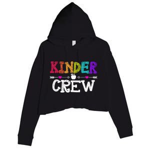 Kinder Crew Funny Kindergarten Teacher 1st Day Of School Crop Fleece Hoodie