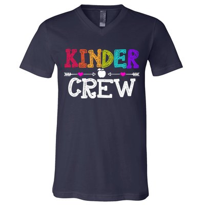 Kinder Crew Funny Kindergarten Teacher 1st Day Of School V-Neck T-Shirt