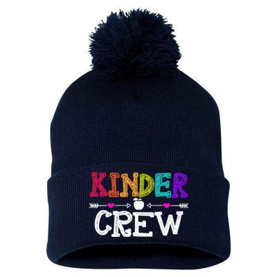 Kinder Crew Funny Kindergarten Teacher 1st Day Of School Pom Pom 12in Knit Beanie