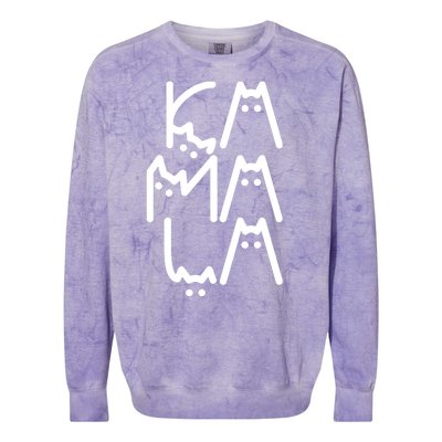 Kamala Cat Funny Text Harris Walz 2024 Colorblast Crewneck Sweatshirt