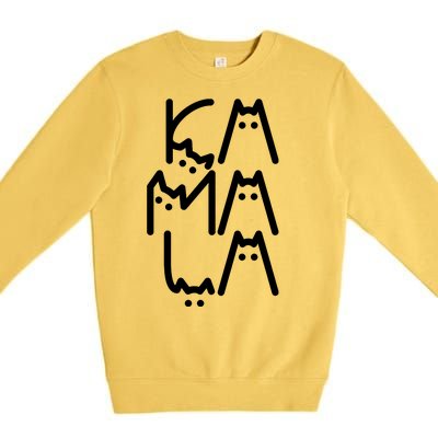 Kamala Cat Funny Text Harris Walz 2024 Premium Crewneck Sweatshirt