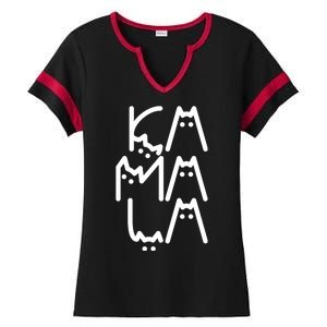 Kamala Cat Funny Text Harris Walz 2024 Ladies Halftime Notch Neck Tee