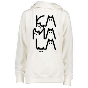 Kamala Cat Funny Text Harris Walz 2024 Womens Funnel Neck Pullover Hood