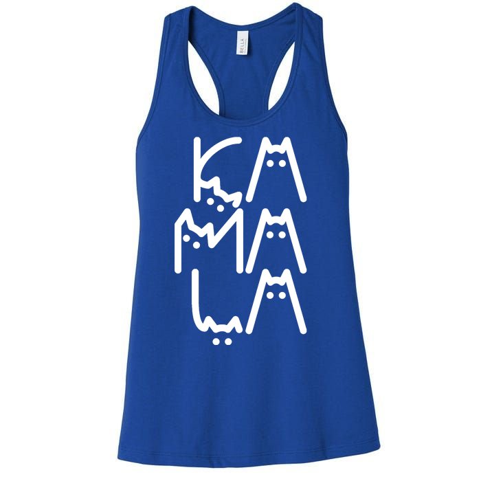 Kamala Cat Funny Text Harris Walz 2024 Women's Racerback Tank