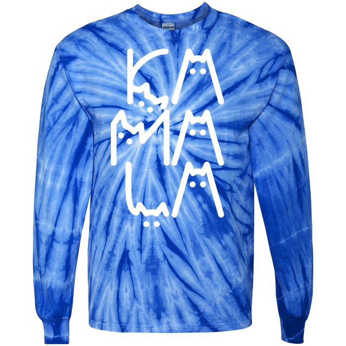 Kamala Cat Funny Text Harris Walz 2024 Tie-Dye Long Sleeve Shirt