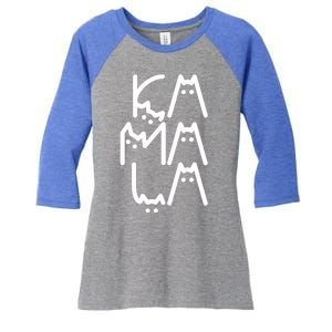 Kamala Cat Funny Text Harris Walz 2024 Women's Tri-Blend 3/4-Sleeve Raglan Shirt