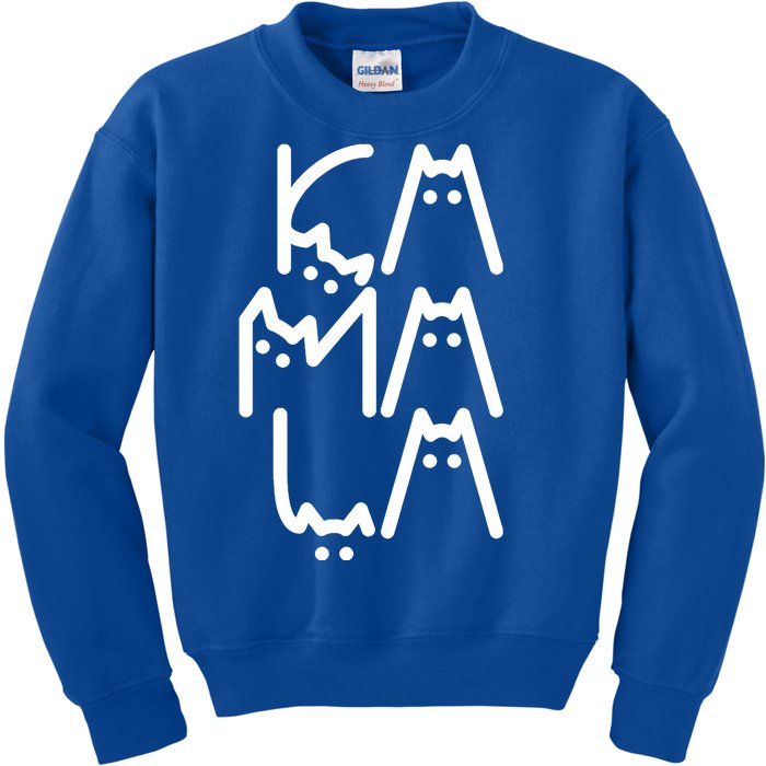 Kamala Cat Funny Text Harris Walz 2024 Kids Sweatshirt