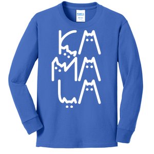 Kamala Cat Funny Text Harris Walz 2024 Kids Long Sleeve Shirt