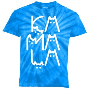 Kamala Cat Funny Text Harris Walz 2024 Kids Tie-Dye T-Shirt