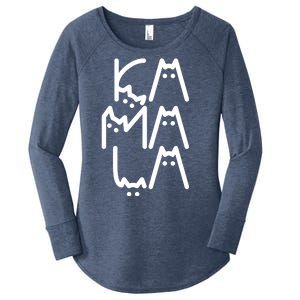 Kamala Cat Funny Text Harris Walz 2024 Women's Perfect Tri Tunic Long Sleeve Shirt