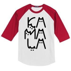 Kamala Cat Funny Text Harris Walz 2024 Kids Colorblock Raglan Jersey