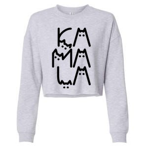 Kamala Cat Funny Text Harris Walz 2024 Cropped Pullover Crew