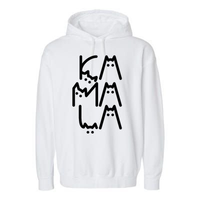 Kamala Cat Funny Text Harris Walz 2024 Garment-Dyed Fleece Hoodie