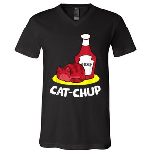 Ketchup CatChup Funny Ketchup V-Neck T-Shirt