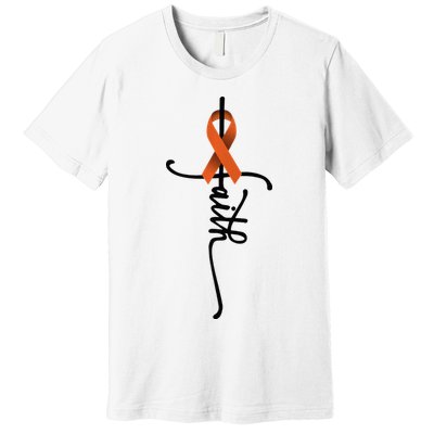 Kidney Cancer Faith Kidney Cancer Awareness Support Warrior Premium T-Shirt
