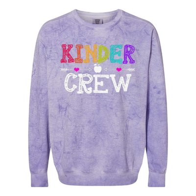 Kinder Crew Funny Kindergarten Teacher Last Day Of School Colorblast Crewneck Sweatshirt