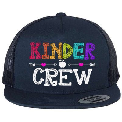 Kinder Crew Funny Kindergarten Teacher Last Day Of School Flat Bill Trucker Hat