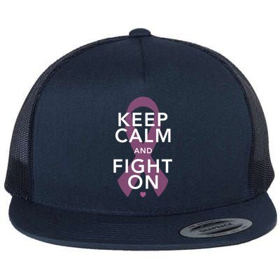 Keep Calm Fight On Cancer Great Gift Flat Bill Trucker Hat