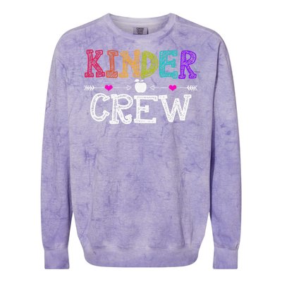 Kinder Crew Funny Kindergarten Teacher 1st Day Of School Colorblast Crewneck Sweatshirt