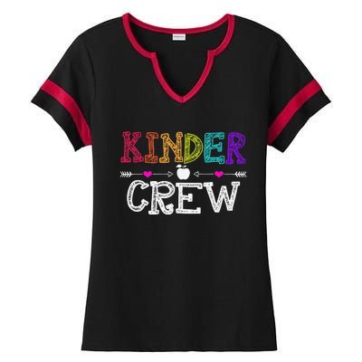 Kinder Crew Funny Kindergarten Teacher 1st Day Of School Ladies Halftime Notch Neck Tee