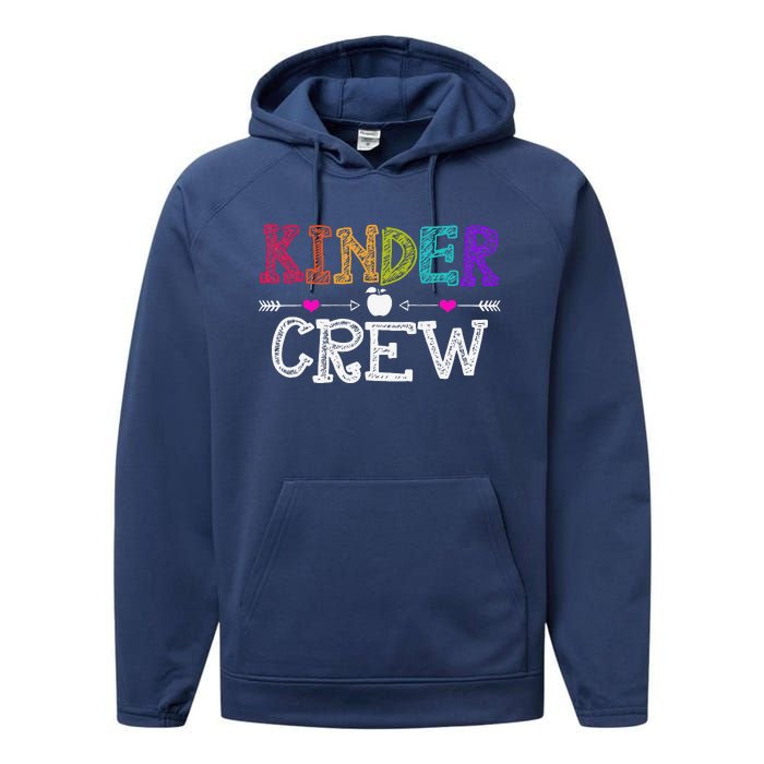 Kinder Crew Funny Kindergarten Teacher 1st Day Of School Performance Fleece Hoodie