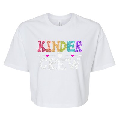 Kinder Crew Funny Kindergarten Teacher 1st Day Of School Bella+Canvas Jersey Crop Tee