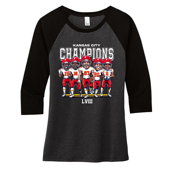 Kansas City Football Women's Tri-Blend 3/4-Sleeve Raglan Shirt