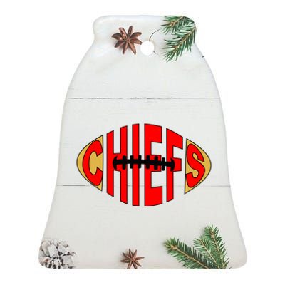 Kansas City Football Logo Fan KC Ceramic Bell Ornament