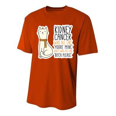 Kidney Cancer Fighter Survivor Quote With Cat Funny Gift Performance Sprint T-Shirt