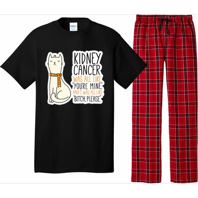 Kidney Cancer Fighter Survivor Quote With Cat Funny Gift Pajama Set