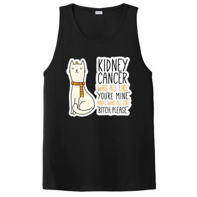 Kidney Cancer Fighter Survivor Quote With Cat Funny Gift PosiCharge Competitor Tank