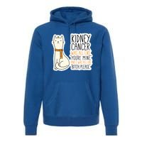 Kidney Cancer Fighter Survivor Quote With Cat Funny Gift Premium Hoodie