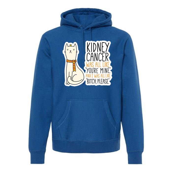 Kidney Cancer Fighter Survivor Quote With Cat Funny Gift Premium Hoodie