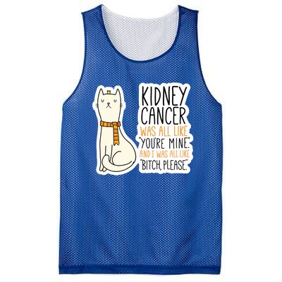 Kidney Cancer Fighter Survivor Quote With Cat Funny Gift Mesh Reversible Basketball Jersey Tank