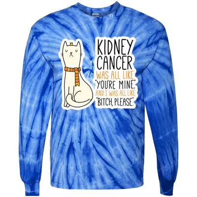 Kidney Cancer Fighter Survivor Quote With Cat Funny Gift Tie-Dye Long Sleeve Shirt