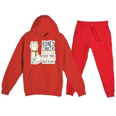 Kidney Cancer Fighter Survivor Quote With Cat Funny Gift Premium Hooded Sweatsuit Set