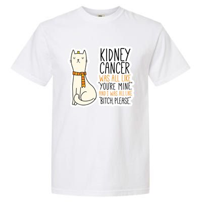 Kidney Cancer Fighter Survivor Quote With Cat Funny Gift Garment-Dyed Heavyweight T-Shirt