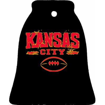 Kansas City Football Ceramic Bell Ornament