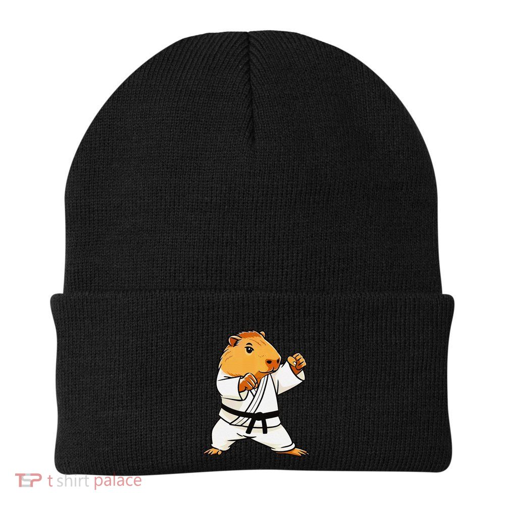 Karate Capybara Funny Martial Arts Mma Knit Cap Winter Beanie