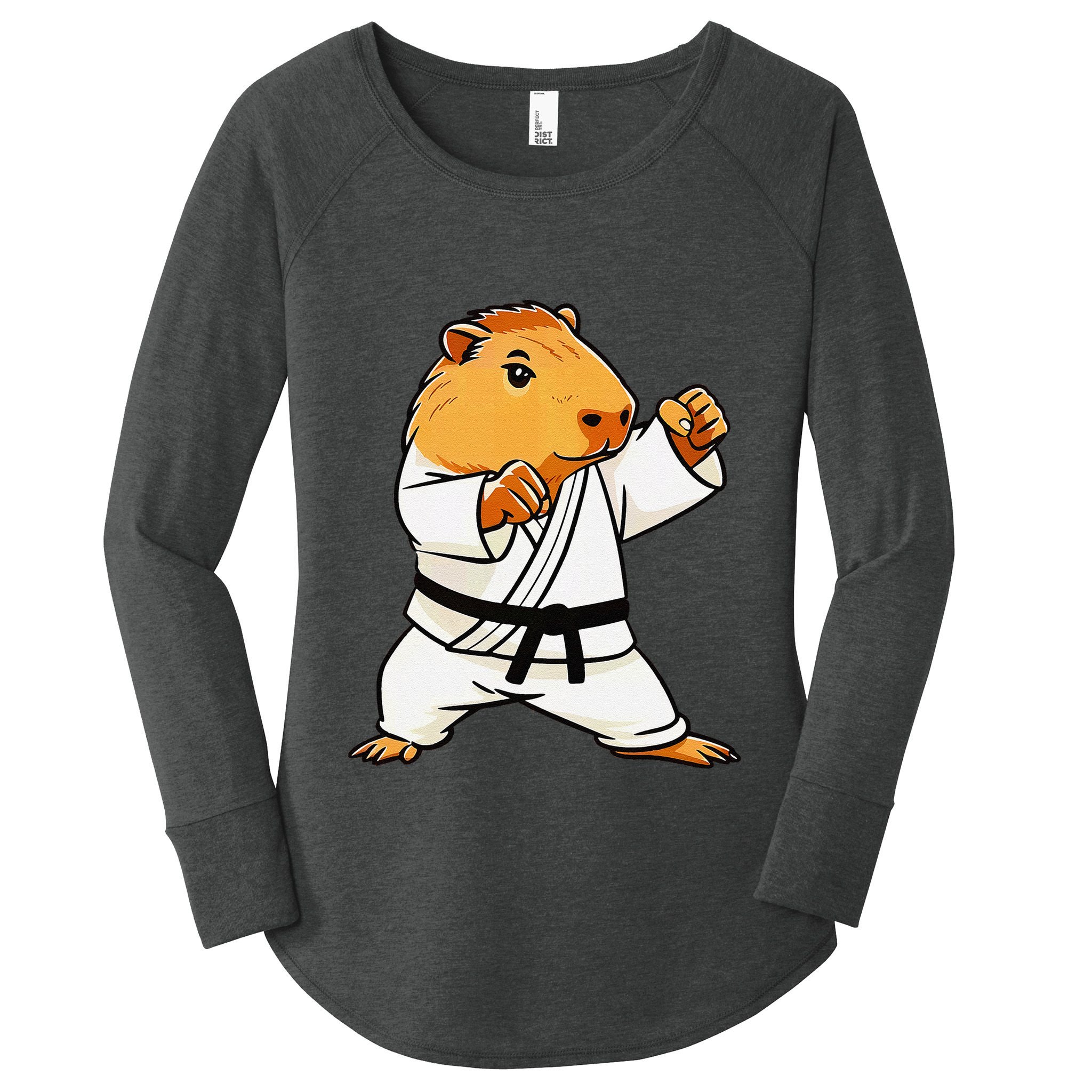 Karate Capybara Funny Martial Arts Mma Women's Perfect Tri Tunic Long Sleeve Shirt