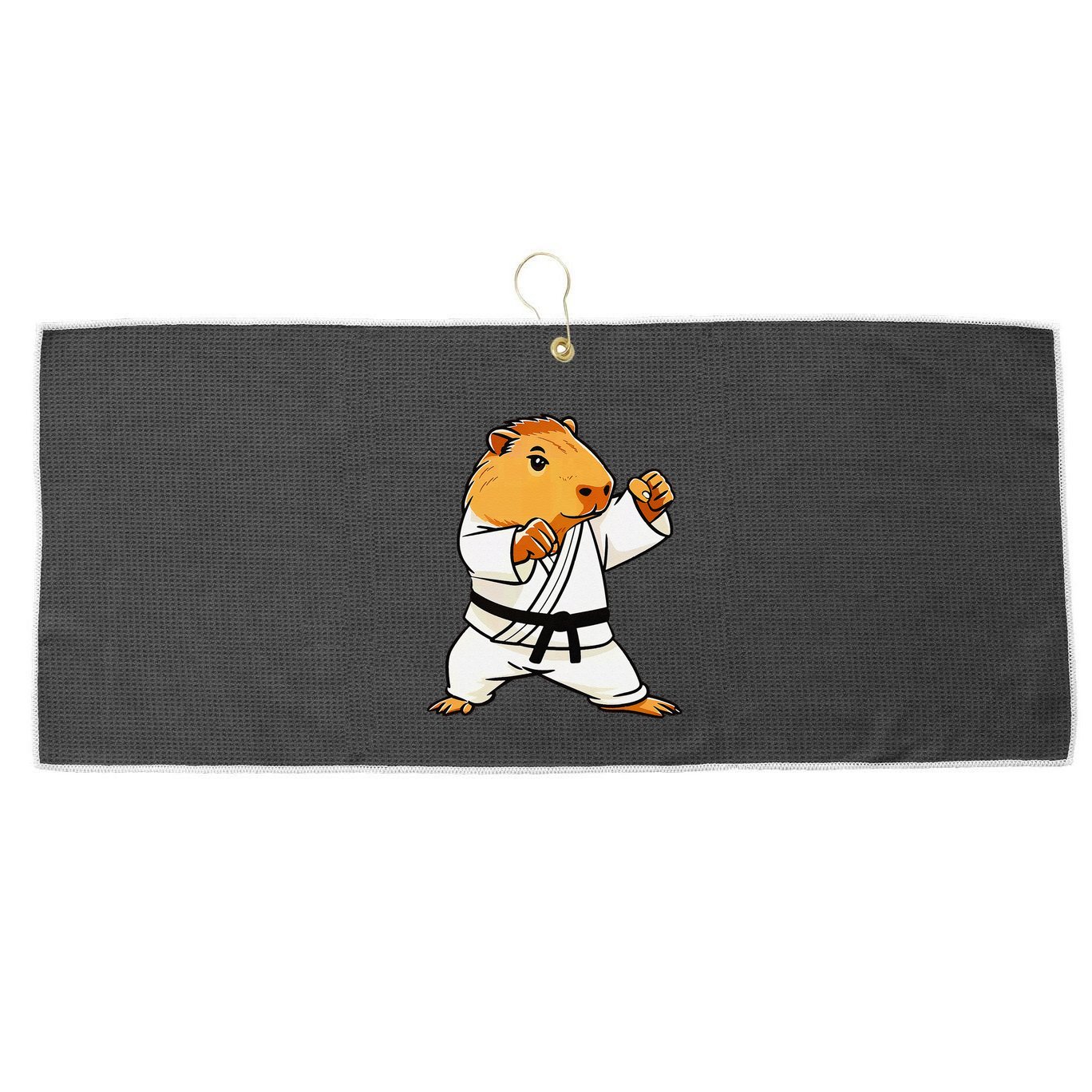 Karate Capybara Funny Martial Arts Mma Large Microfiber Waffle Golf Towel