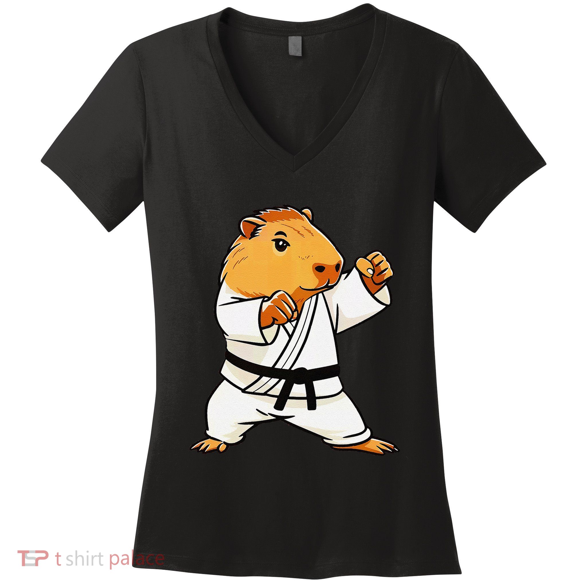 Karate Capybara Funny Martial Arts Mma Women's V-Neck T-Shirt
